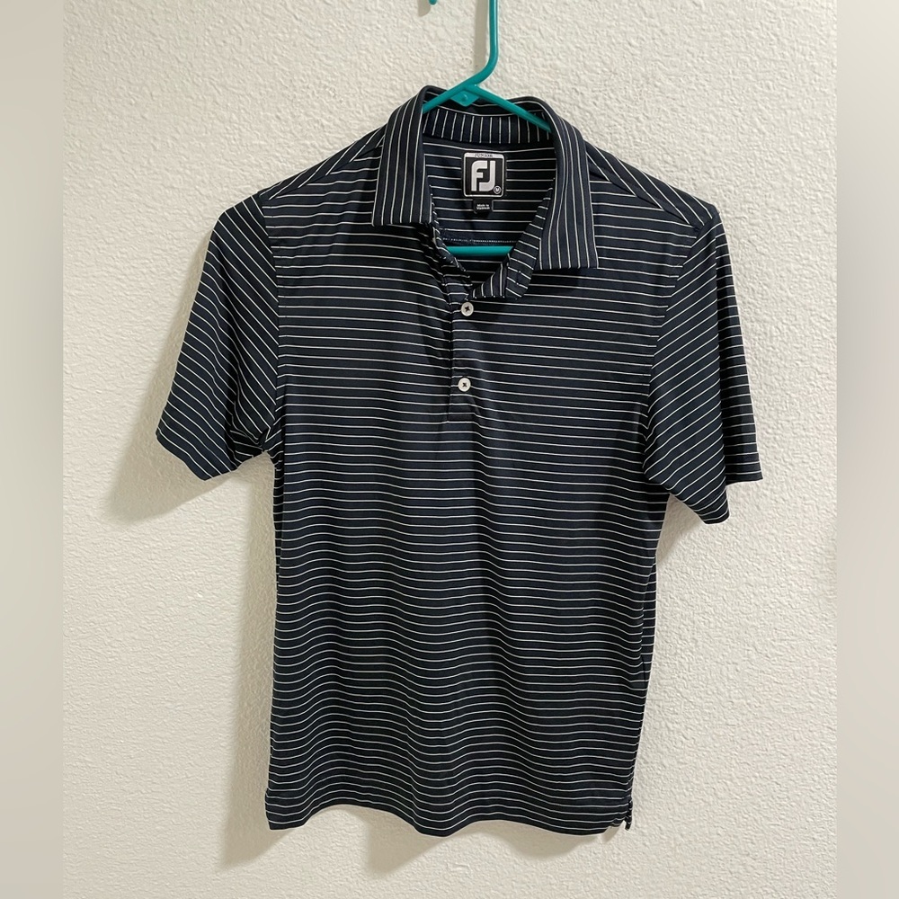 FootJoy youth boys navy Striped Polo Shirt